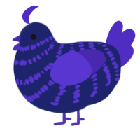 A navy and indigo chicken with a bar pattern