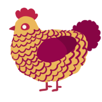tangy, a honey and maroon chicken with a lace pattern