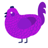 A amethyst and violet chicken with a lace pattern
