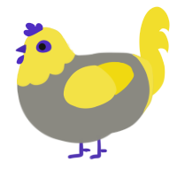 A ash and yellow chicken with a head pattern