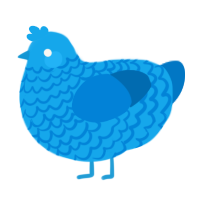 A sky and sapphire chicken with a lace pattern