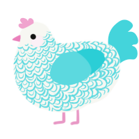 A white and aqua chicken with a double-lace pattern
