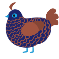 Twilight, a navy and russet chicken with a lace pattern