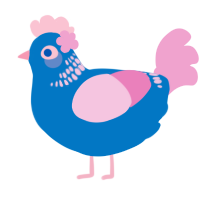 A sapphire and pink chicken with a neck-band pattern