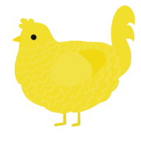 A yellow chicken with a lace pattern