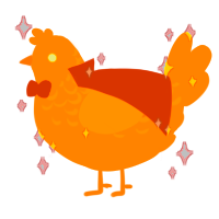 A orange chicken with a half-lace pattern