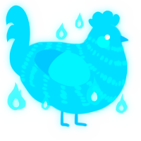 A cerulean chicken with a bar pattern