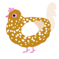 A ochre and cream chicken with a speckle pattern