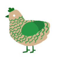 A beige and viridian chicken with a lace pattern
