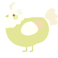 Meringue, a lemon and cream chicken with a head pattern