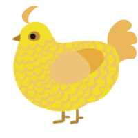 A yellow and honey chicken with a lace pattern