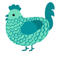 A mint and teal chicken with a lace pattern