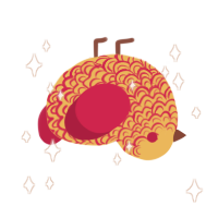 A honey and crimson chicken with a double-lace pattern