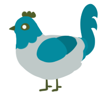 A silver and sea chicken with a head pattern