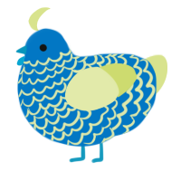 A sapphire and lemon chicken with a lace pattern