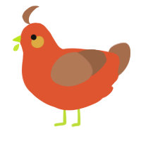 A vermilion and brown chicken