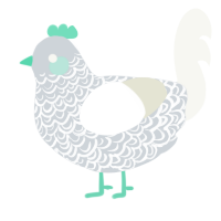 A mist and white chicken with a double-lace pattern