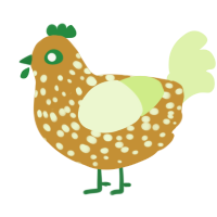 A gold and apple chicken with a speckle pattern