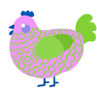 A lavender and grass chicken with a lace pattern