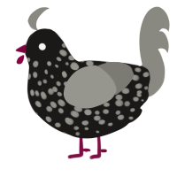 A sable and ash chicken with a speckle pattern