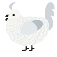 A white and mist chicken with a lace pattern
