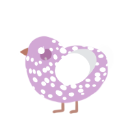 A orchid and mist chicken with a speckle pattern