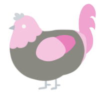 A ash and pink chicken with a head pattern