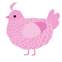 A pink chicken with a lace pattern