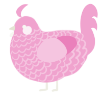 A pink chicken with a lace pattern