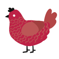 (unnamed), a crimson and red chicken with a lace pattern