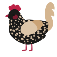 A sable and beige chicken with a speckle pattern