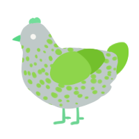 A silver and grass chicken with a speckle pattern