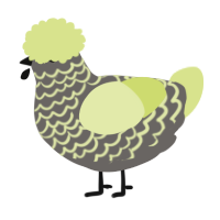 A grey and lemon chicken with a lace pattern