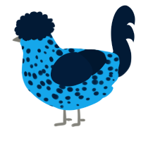 A sky and tumblr chicken with a speckle pattern