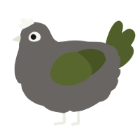 A grey and olive chicken
