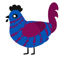 A ultramarine and wine chicken with a bar pattern