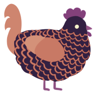 A lemon and turquoise chicken with a lace pattern