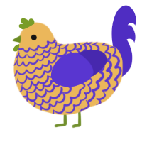 A honey and indigo chicken with a lace pattern