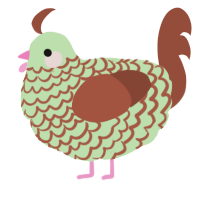 A gluppy and russet chicken with a lace pattern
