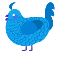 A sky and sapphire chicken with a lace pattern