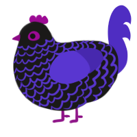 A sable and indigo chicken with a lace pattern