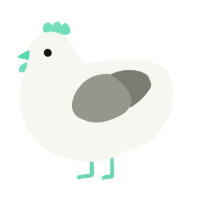 A white and ash chicken