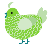Blarp, a grass and gluppy chicken with a lace pattern