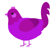 A amethyst and plum chicken with a head pattern