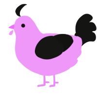 A lavender and black chicken