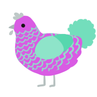 A orchid and mint chicken with a lace pattern