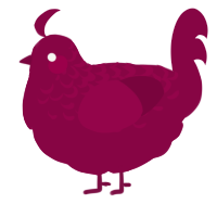 A maroon chicken with a half-lace pattern