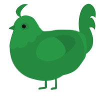 A viridian chicken with a head pattern