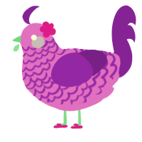 Princess Aloha, a orchid and violet chicken with a lace pattern