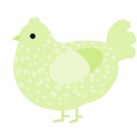 A apple chicken with a speckle pattern